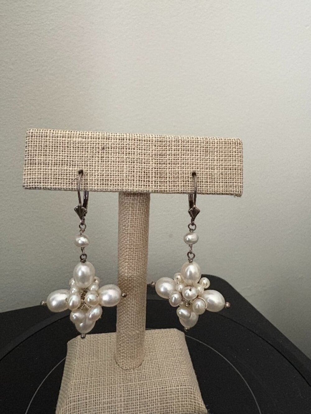 925 Silver and Pearl Cluster Earrings for Pierced Ears Lucas Lameth